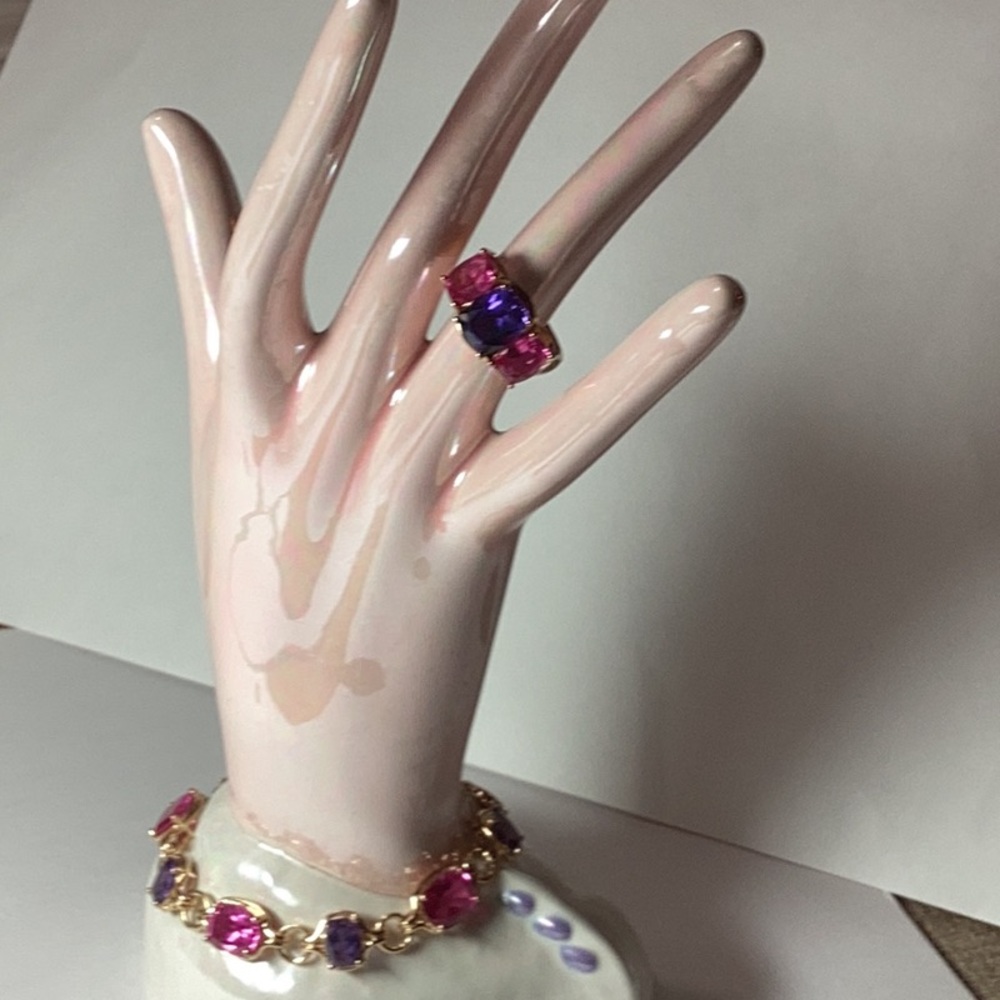 Technibond Violet and Purple Gemstone Bracelet and Ring and Pendant.